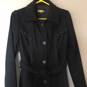 Black Coat with small ruffle detail.